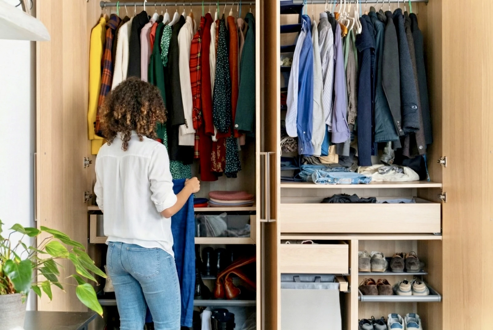 Hands carefully sorting items